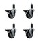 Service Caster 3.5'' Thermoplastic Rubber Swivel 1-1/4'' Expanding Stem Caster Set with Brake, 4PK SCC-EX20S3514-TPRB-PLB-114-4 - alternate 1